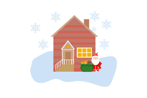 Brown House and Gifts Christmas Cute: A Charming Graphics Asset