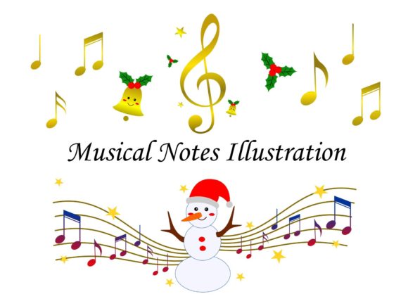 Christmas Musical Notes Illustration: A Festive Graphic