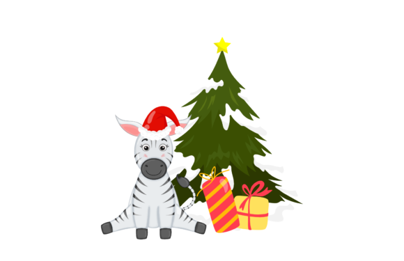 Christmas Zebra Illustration for Festive Graphics