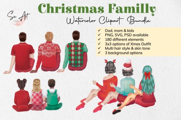 Family Clipart Christmas Matching Pijama