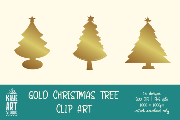 Gold Christmas Tree Clip Art: A Sparkling Addition to Your Graphics