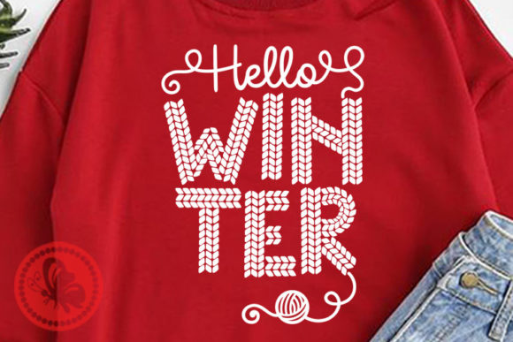 Hello Winter Clipart Yarn Font Christmas Graphics