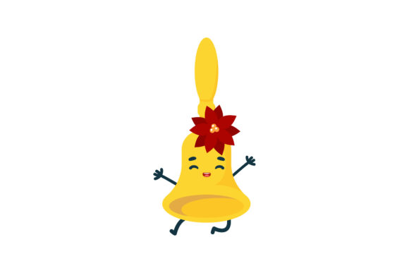 Kawaii Bell Yellow Red Flower Christmas Graphics