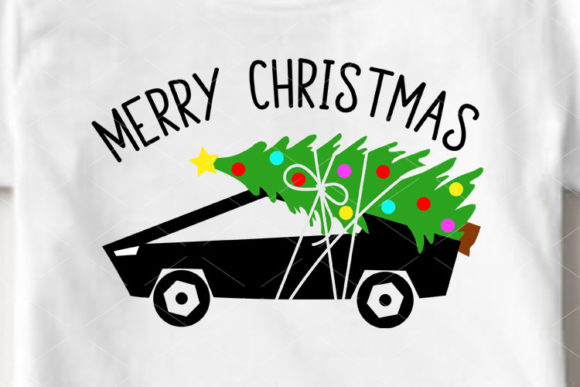 Merry Christmas Electric Car Truck: A Festive Graphic Asset