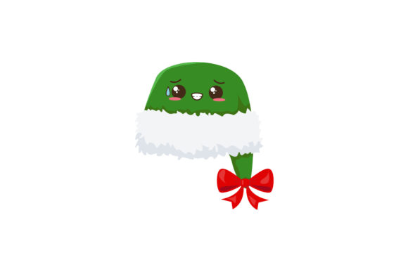 Red Ribbon Green Hat: A Kawaii Christmas Embroidery Design