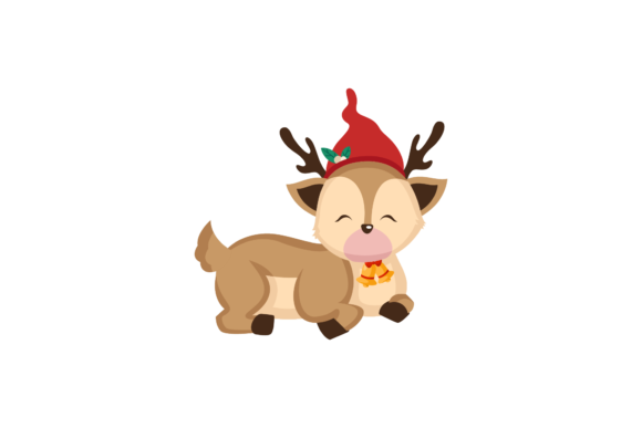Sleepy Deer is so Cute Christmas Hat Red Graphics