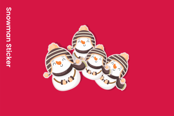 Snowman Sticker Christmas Style Design: A Festive Graphics and Illustrations Asset