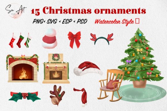 Watercolor Christmas Ornaments: A Festive Graphics Treasure
